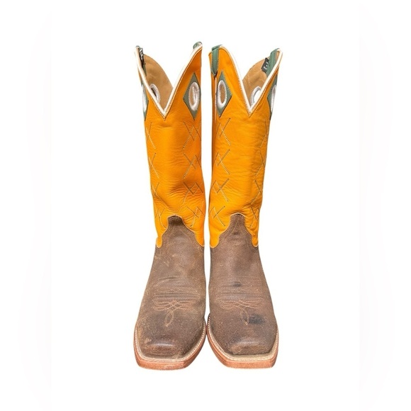 JUSTIN MEN'S BILLET COWHIDE LEATHER WESTERN BOOTS -SQUARE TOE Sz 9.5 - Picture 3 of 12